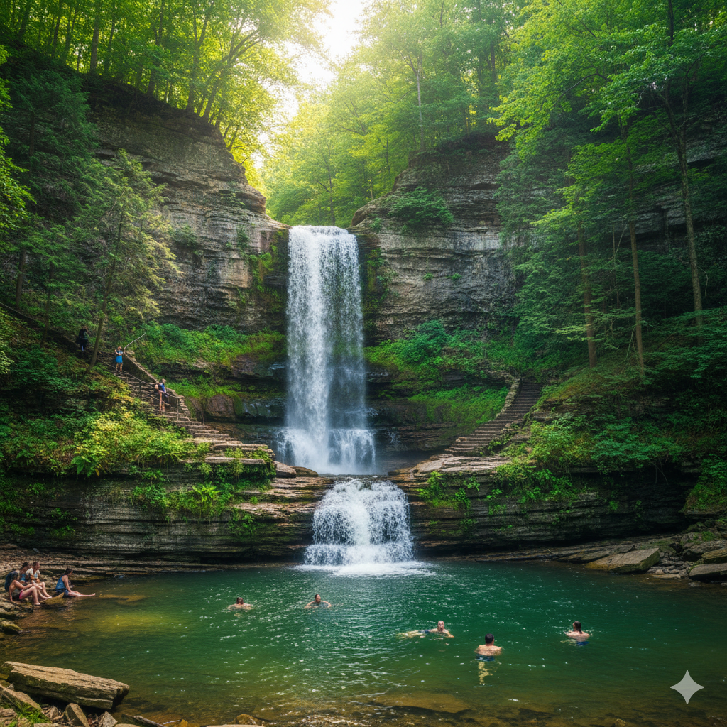 One of many waterfalls that are in the Robert H. Treman State Park, New York