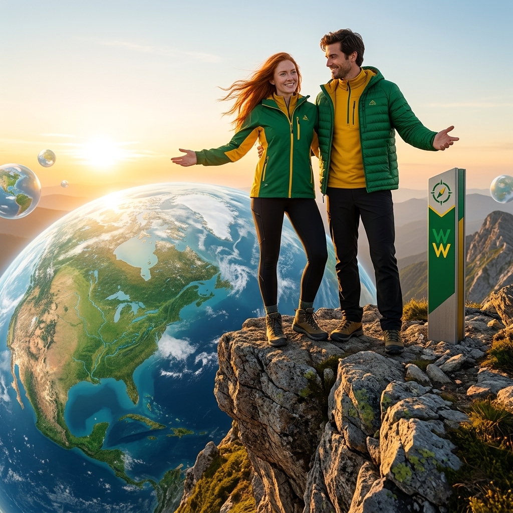 A traveler using a holographic map interface in a desert canyon