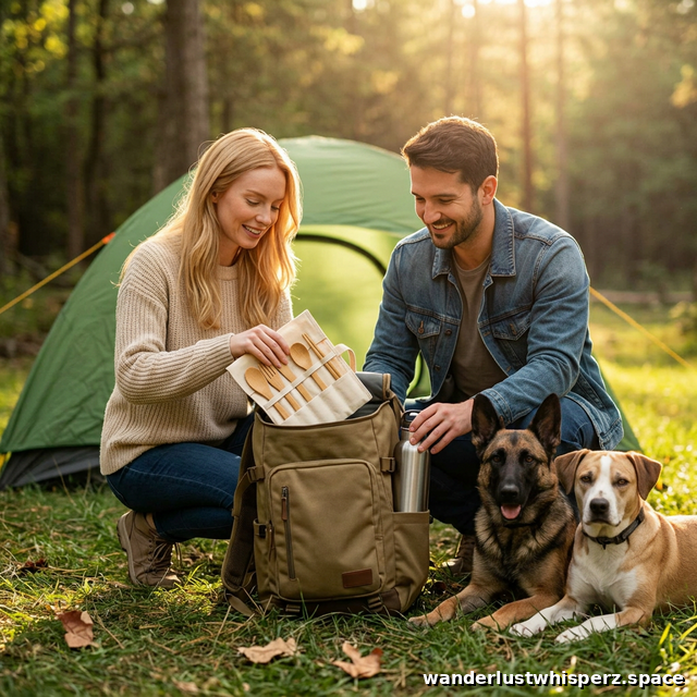 Val and Chip packing their lightweight backpacks with their dogs.